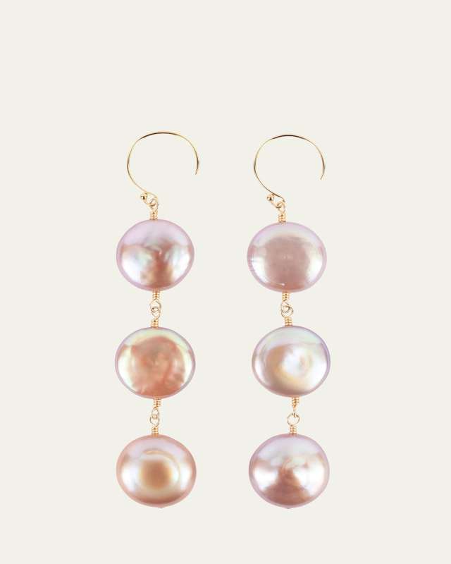 14k Gold Fill Pink Coin Pearl Earrings